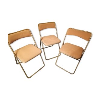 Lot 3 stained lafuma folding chairs