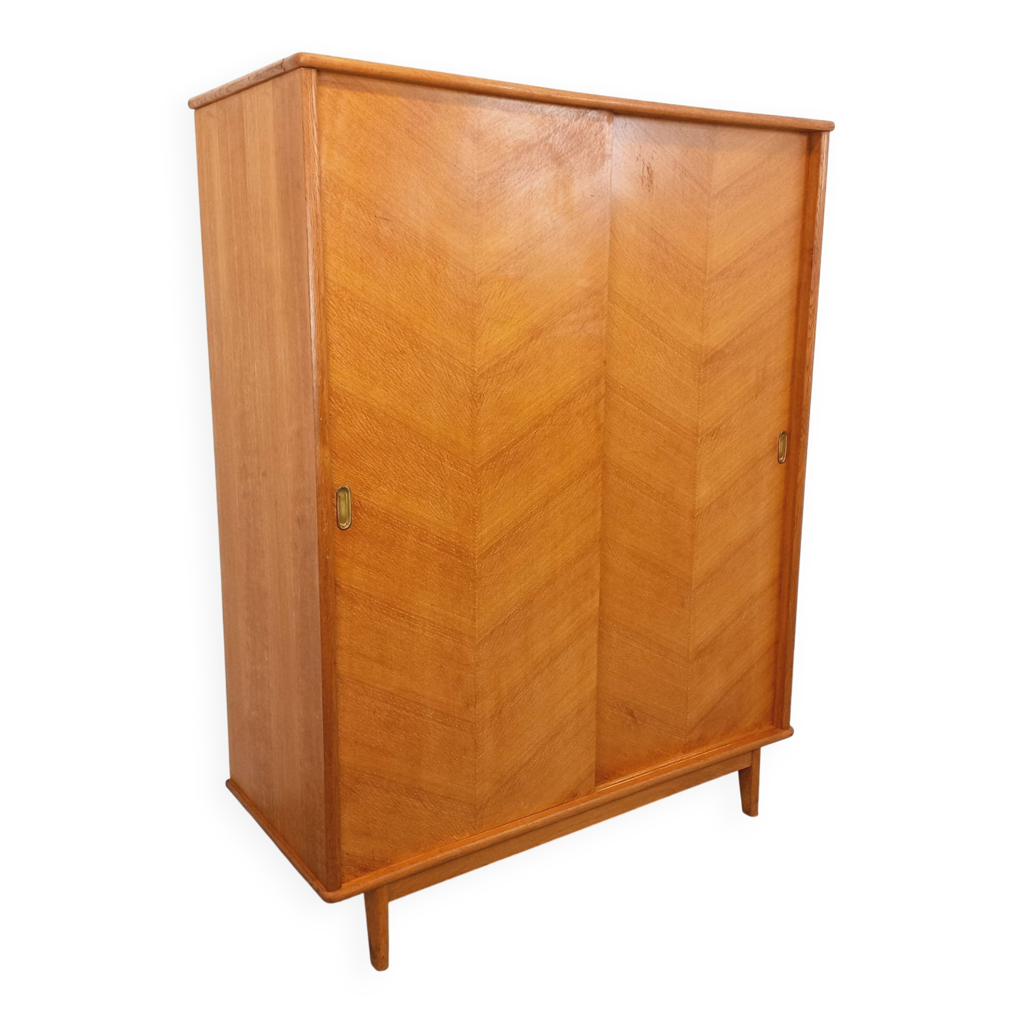 Vintage oak wardrobe from the 1960s.