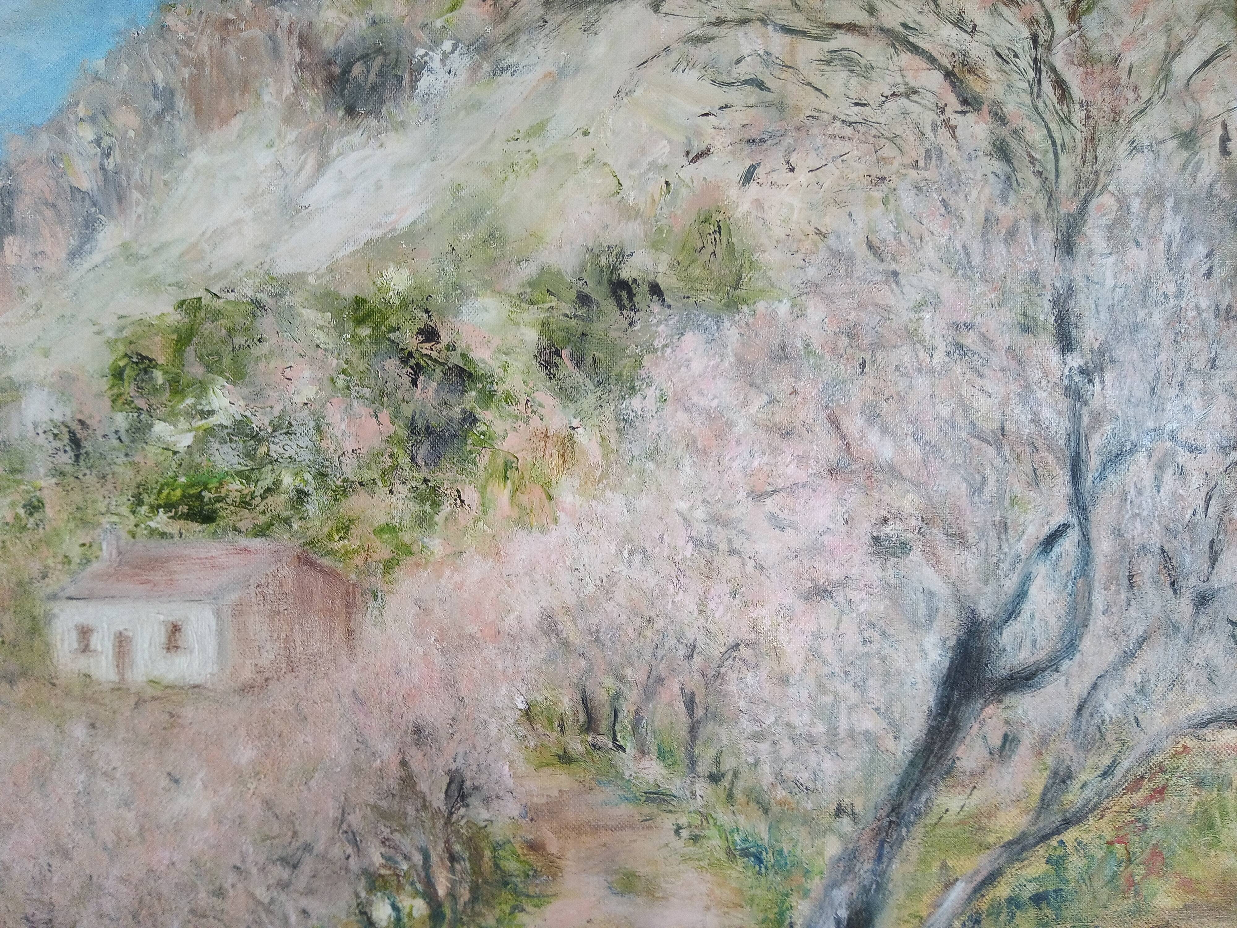 Impressionist oil on panel, spring landscape, signed, framed