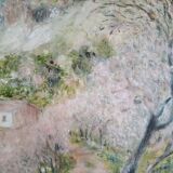 Impressionist oil on panel, spring landscape, signed, framed