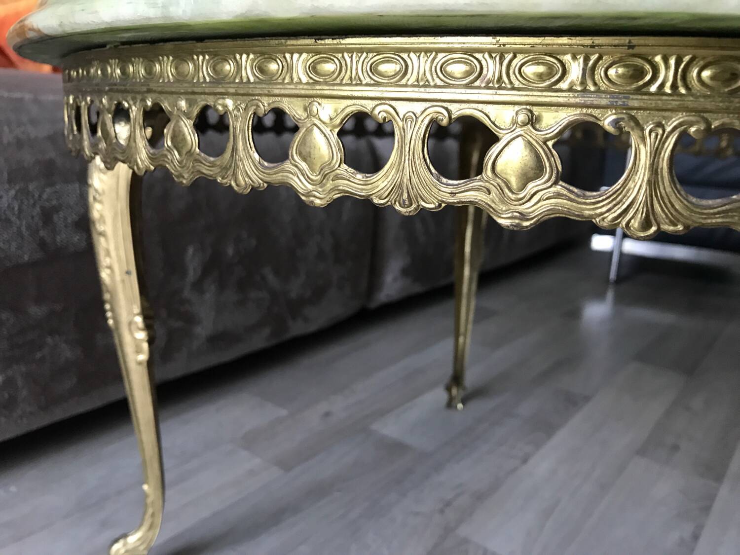 Marble and brass side coffee table