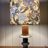 Baroque lamp in metal, wood and fabric