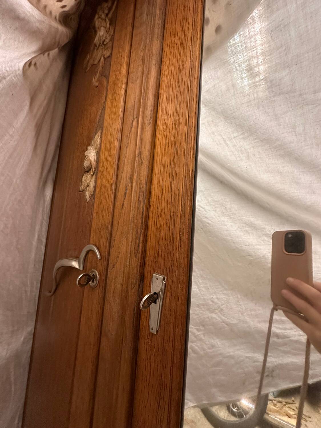 Vintage art deco wooden cabinet with mirror