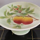 Compotier peach pattern in Barbotine Diameter 25cm