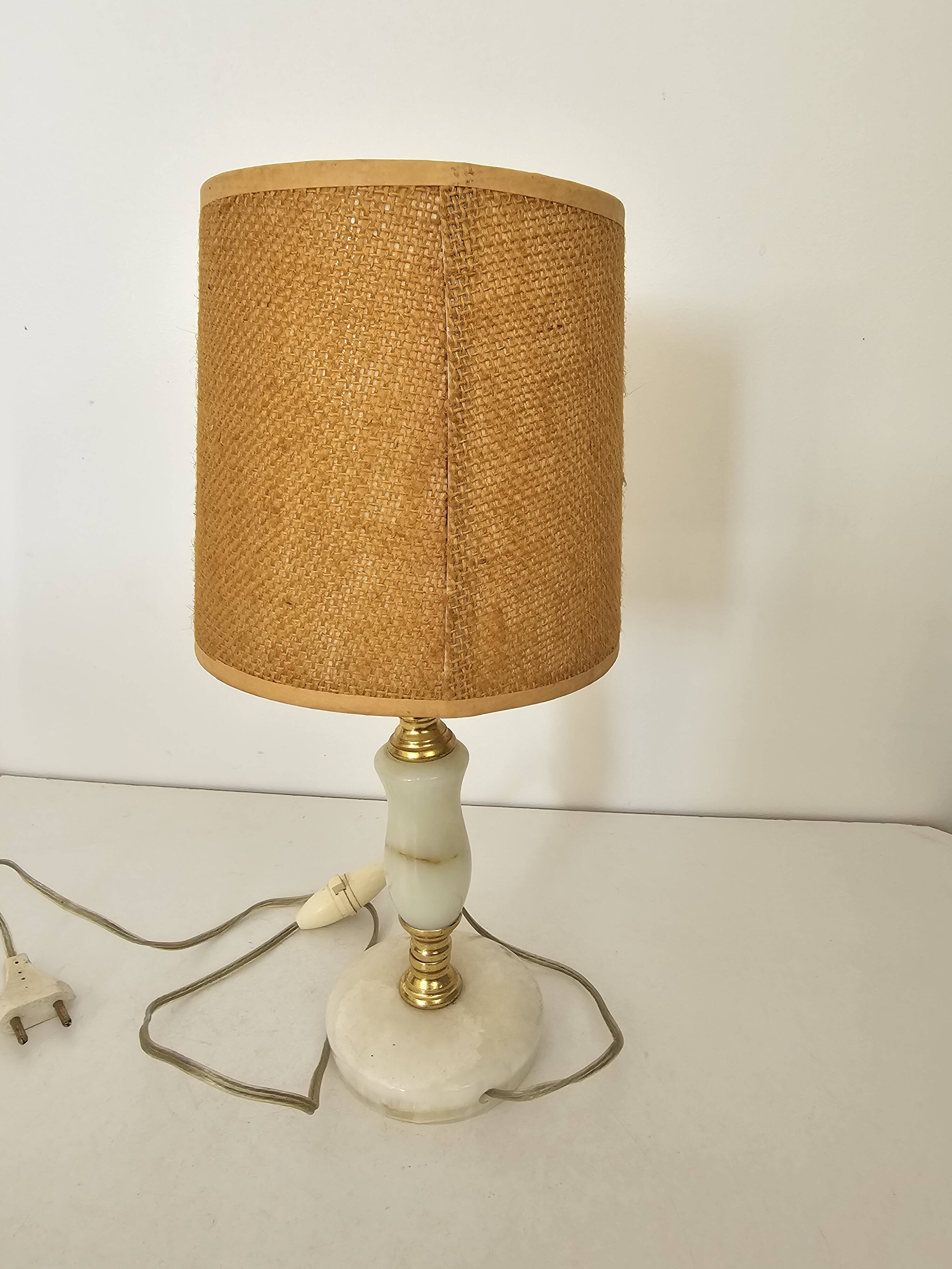 Table lamp with alabaster marble base, vintage 60s.