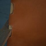 Pair of oak and leather hunting chairs by Kurt Østervig, modern Danish style from the 1960s.