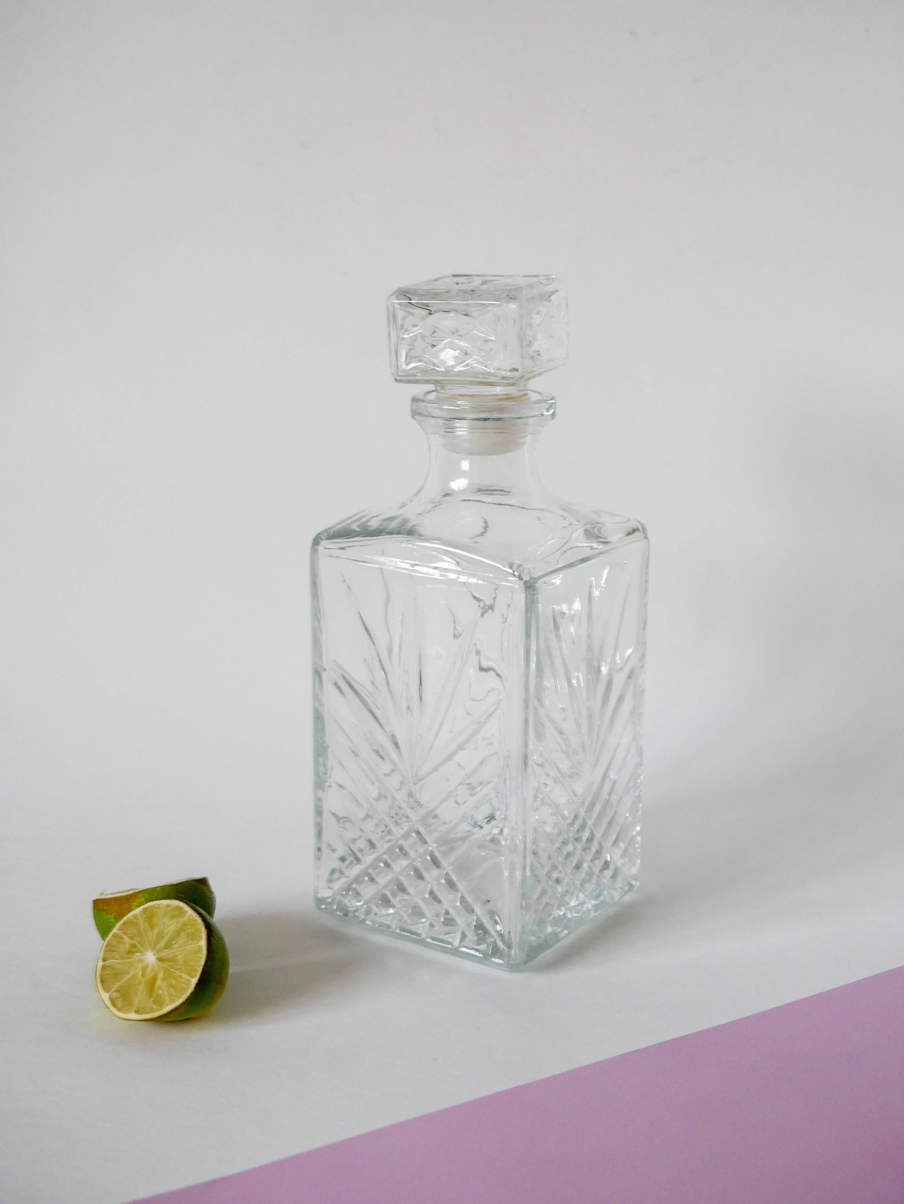 Chiseled glass whiskey decanter 1970