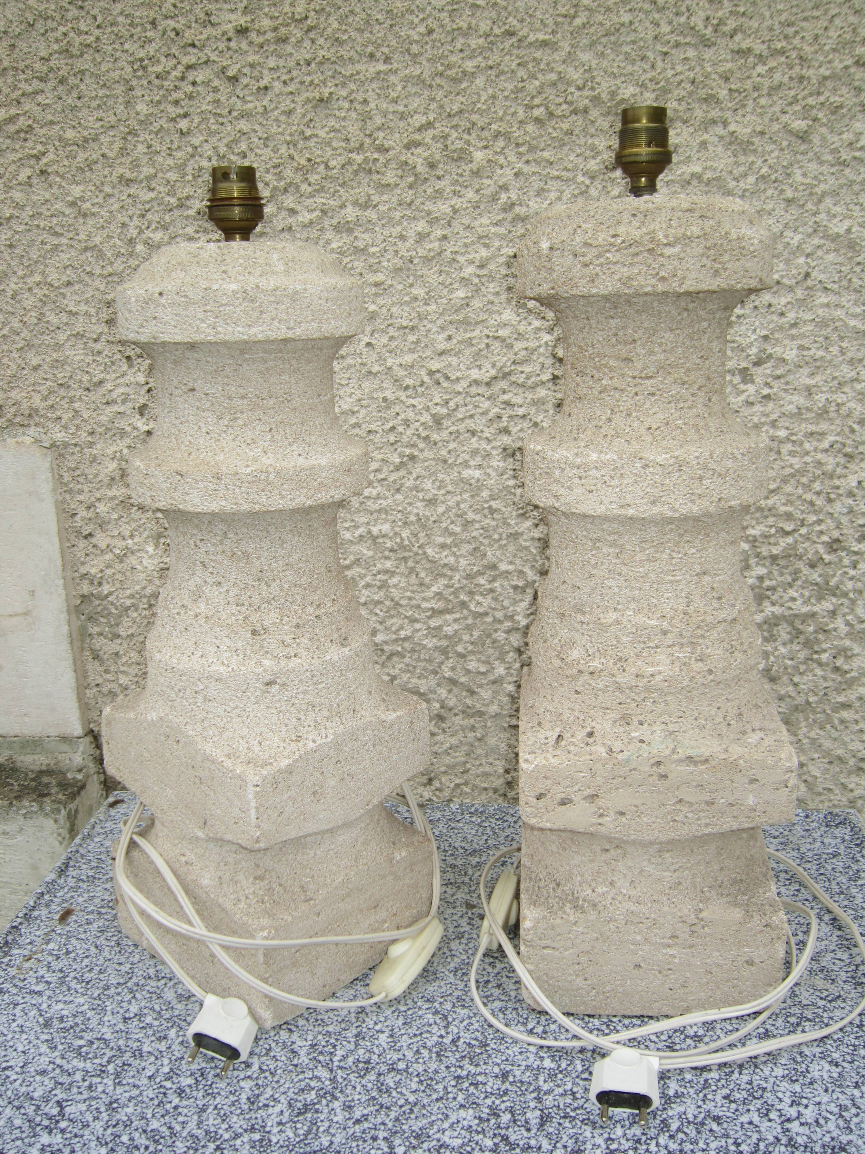 Albert Tormos pair of limestone lamp feet
