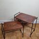 Tables d'appoint, gigognes, en bois et métal, vintage, années 60-70