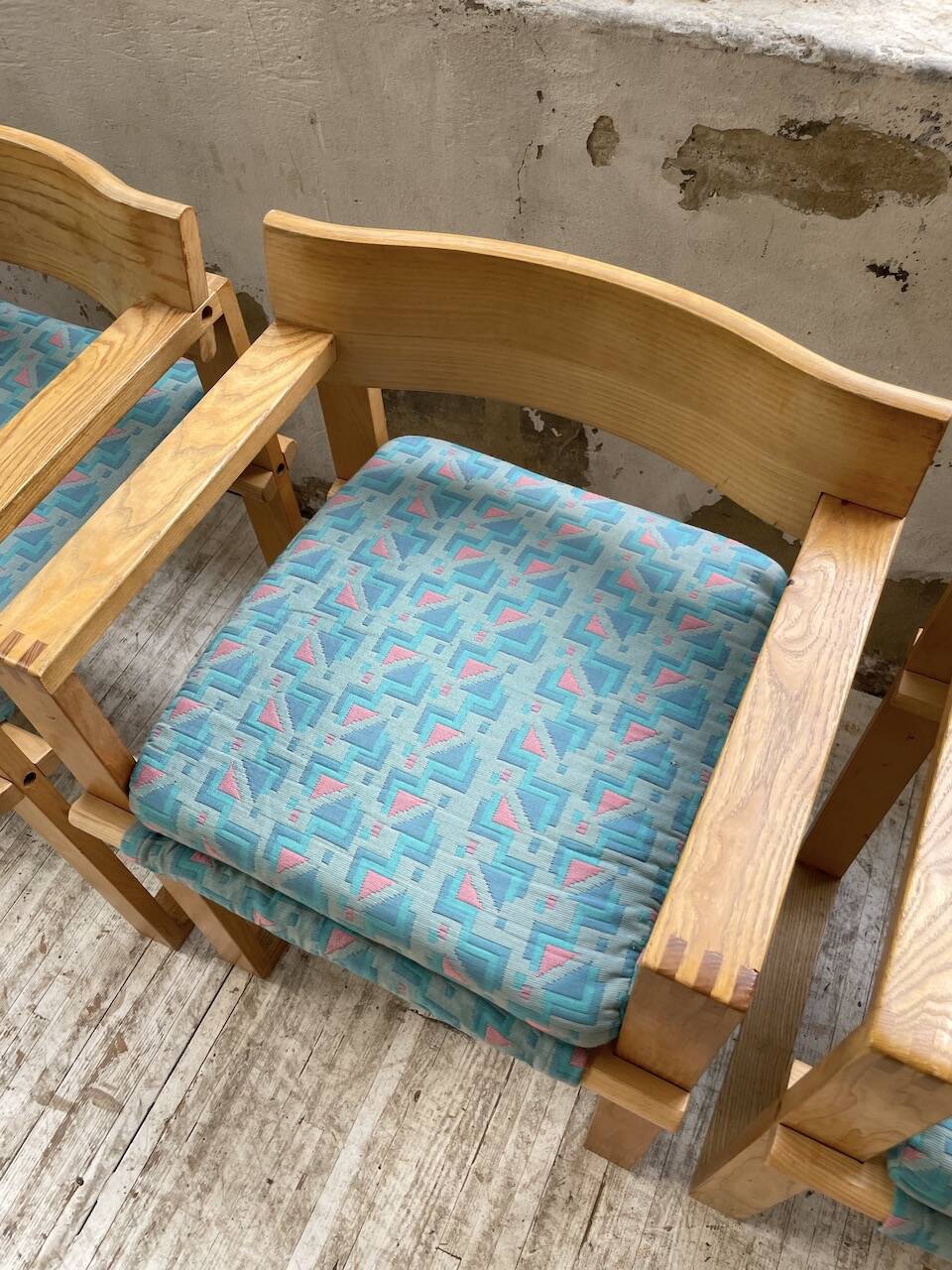 Set of 6 oak chairs with armrests Ate Van Apeldoorn