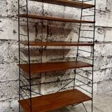 1950s wrought iron and wood bookcase shelf
