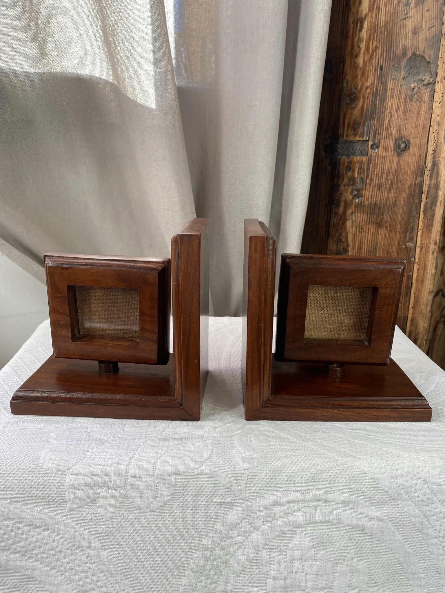 Pair of bookends, solid wood photo frames