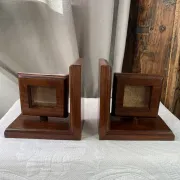 Pair of bookends, solid wood photo frames