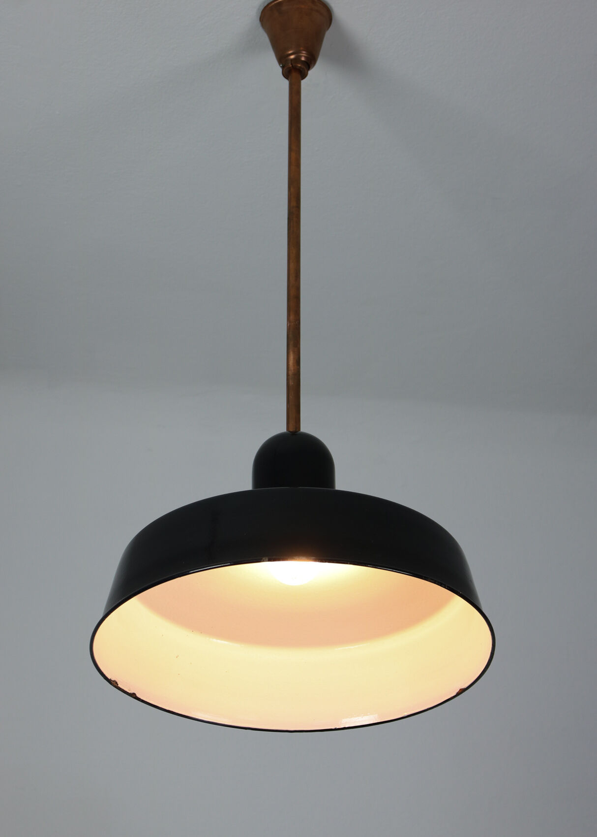 Black industrial enamel pendant light Vintage from Emo, 1960s