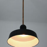 Black industrial enamel pendant light Vintage from Emo, 1960s