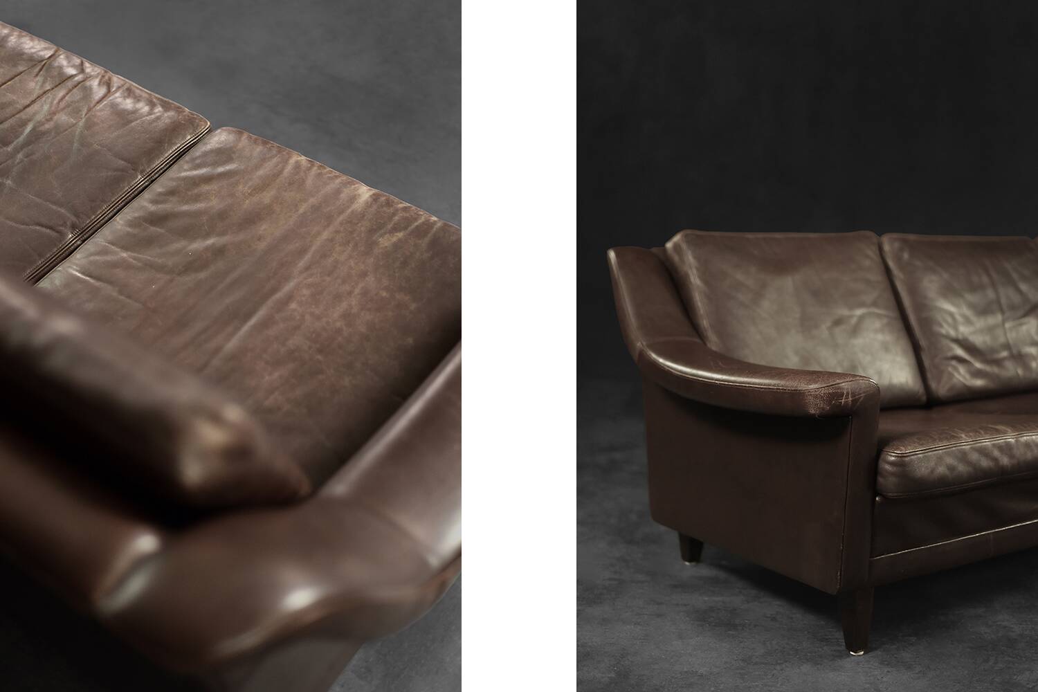 Vintage Mid-Century Scandinavian Danish Modern Brown Leather 3-Seater Sofa, 1970s