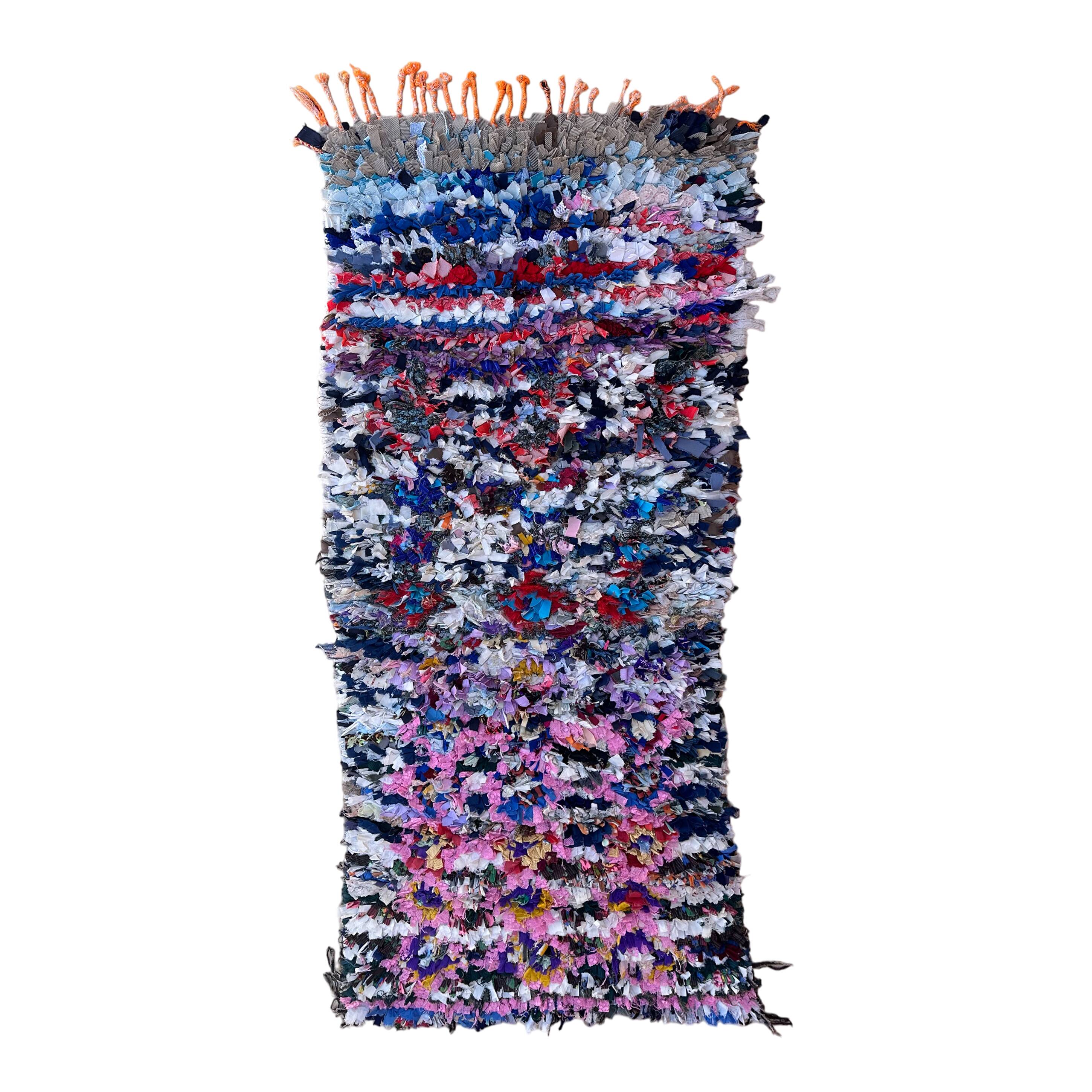Tapis Berbère Boucherouite coloré - 76 x 176 cm
