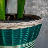 Glass vase and braided scoubidou thread 50s
