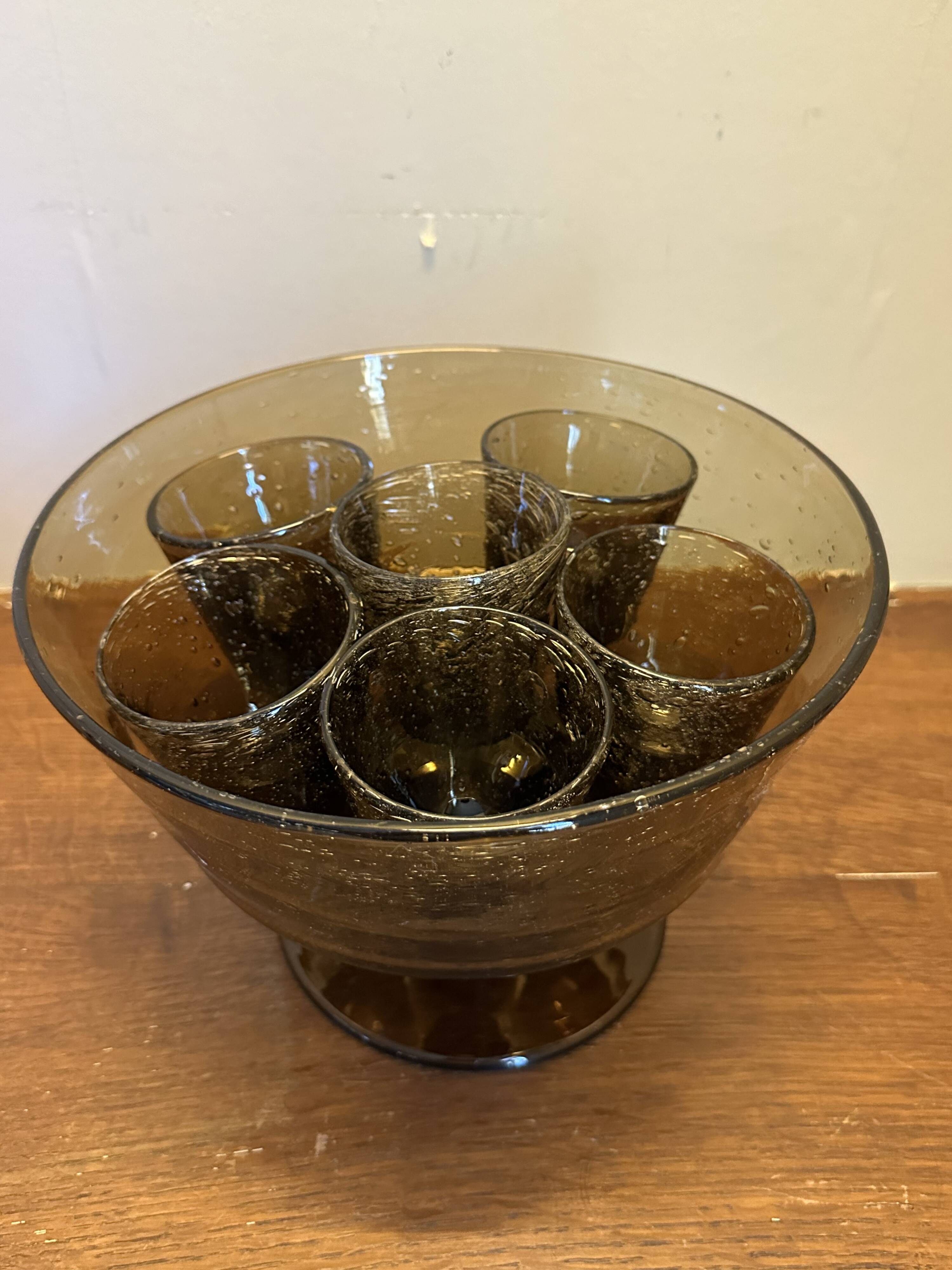 Service En Verre Soufflé Et Bullé de Biot
