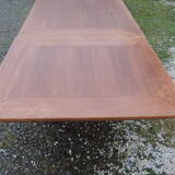 Oak farmhouse table with double-trays, from the 70s