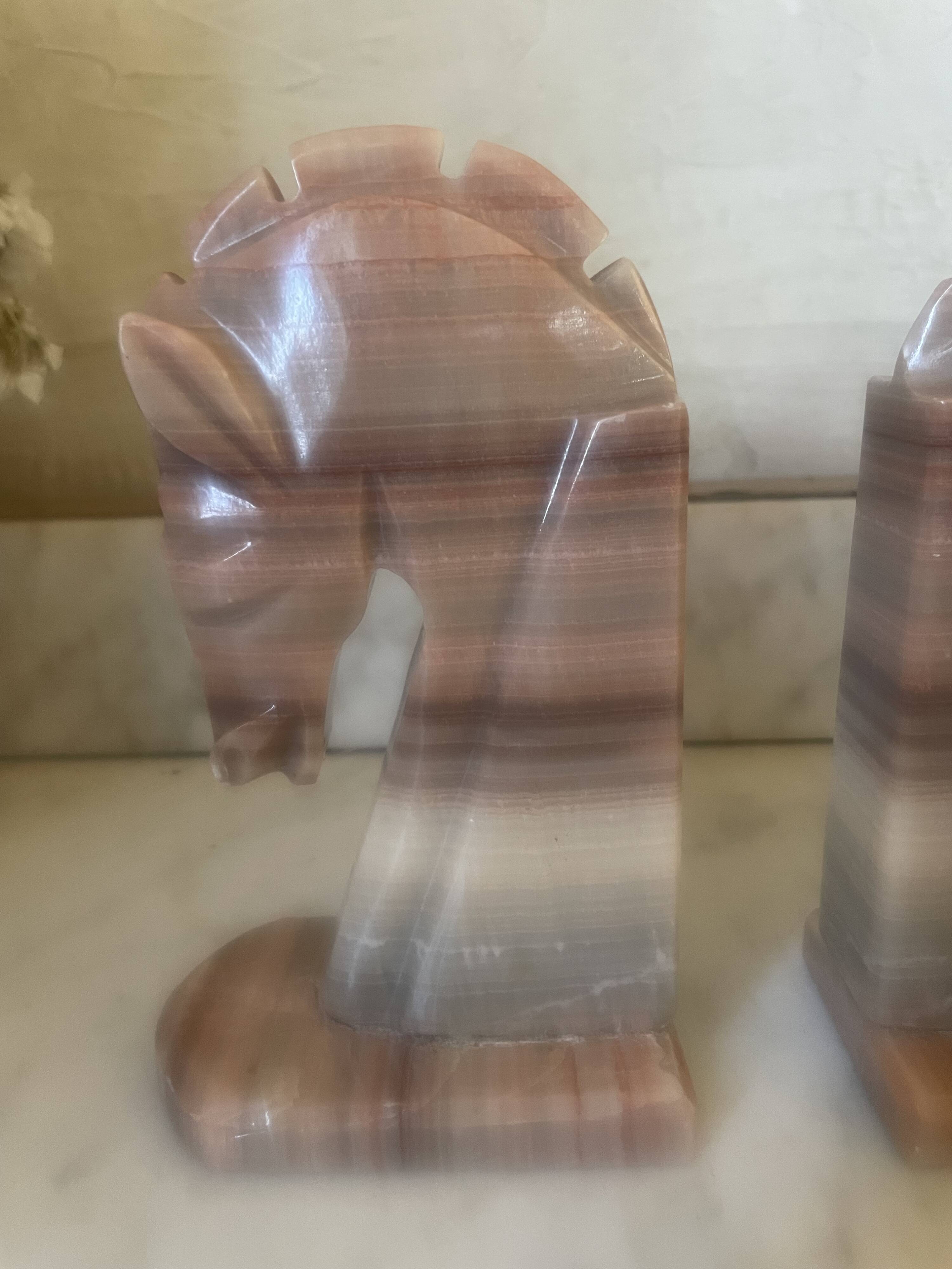 Vintage onyx horse head bookends