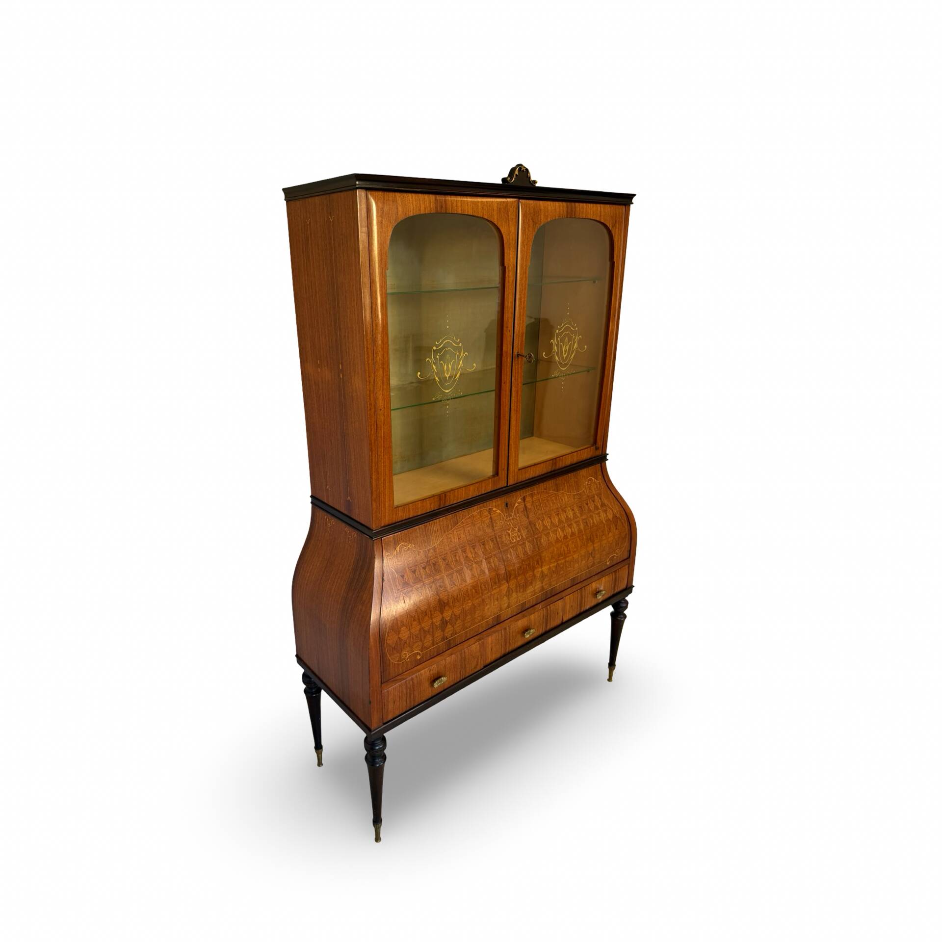 Secretary credenza in marquetry in the Italian Louis XV style from the mid-century, 1960.