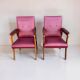 Vintage design armchair set – red skai and teak (1960s)