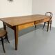 Grande table de ferme en bois avec tiroir en sapin fin 19 eme 