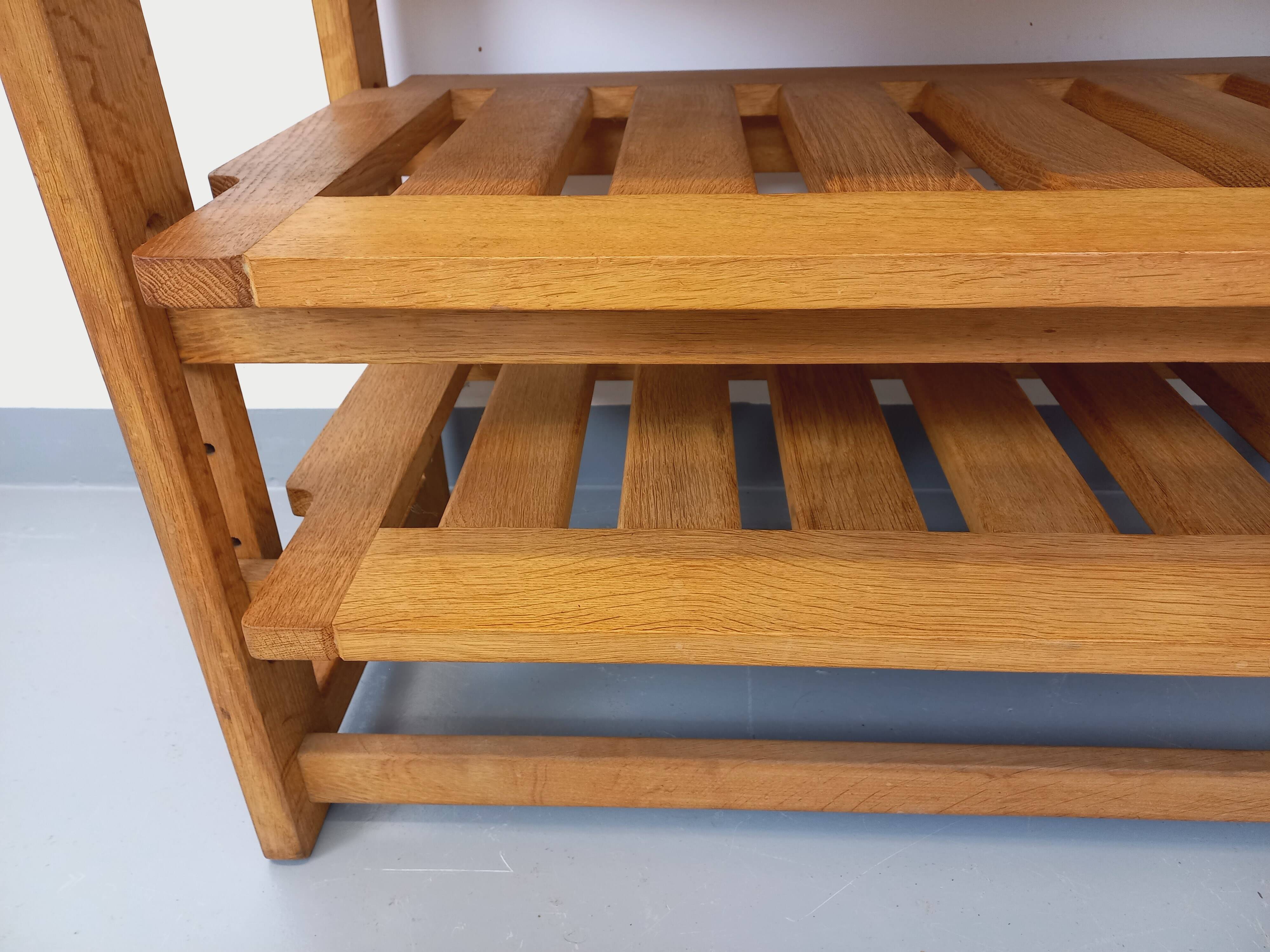 Guillerme et Chambron vintage open storage unit in solid oak