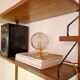 Vintage globe table lamp in molded glass