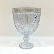 Large fruit bowl on foot in glass with diamond points, vintage 1970s