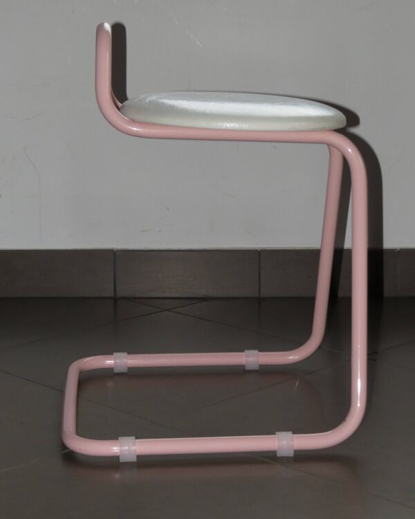 Tabouret design années 80's en tube rose