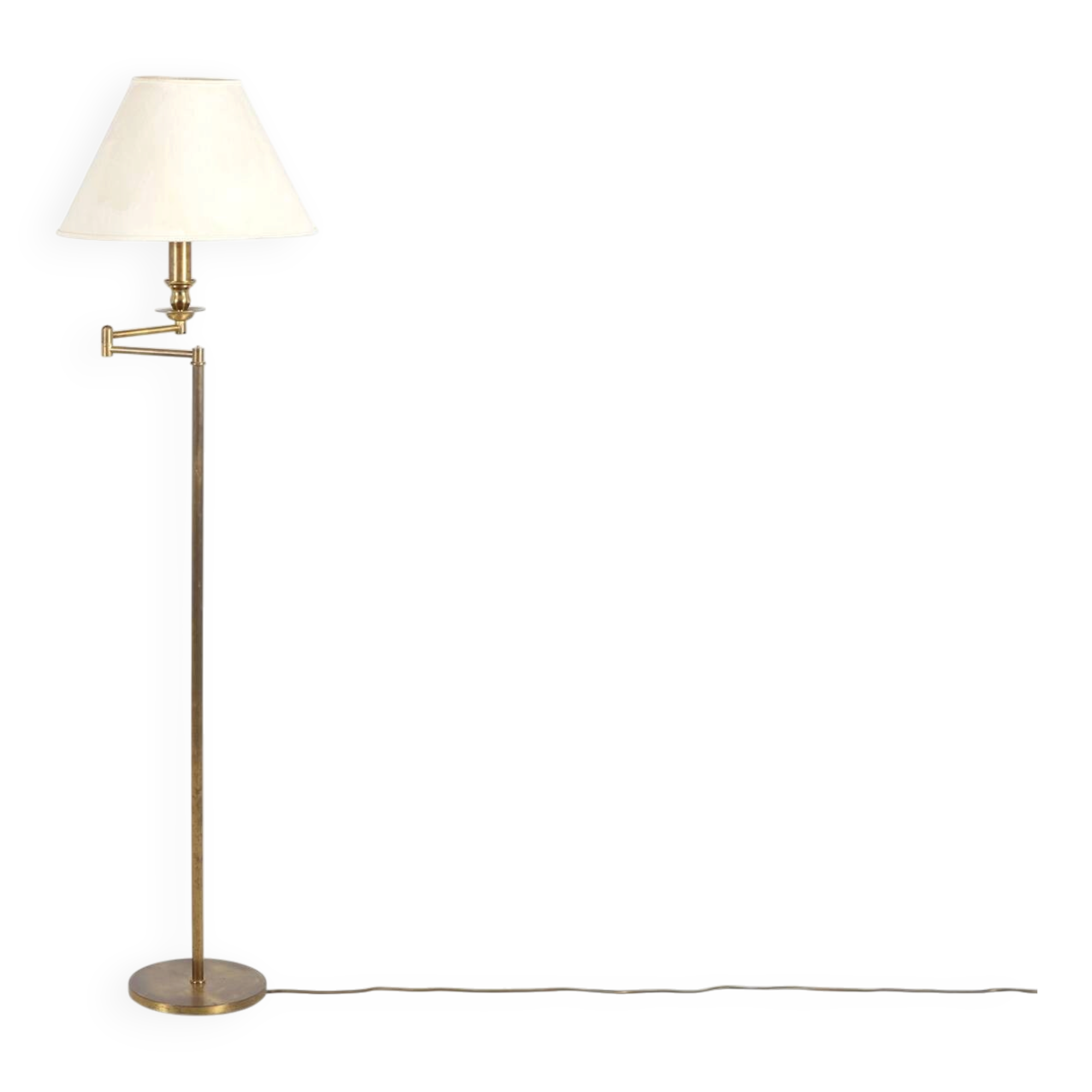 1980s patinated brass reading lamp