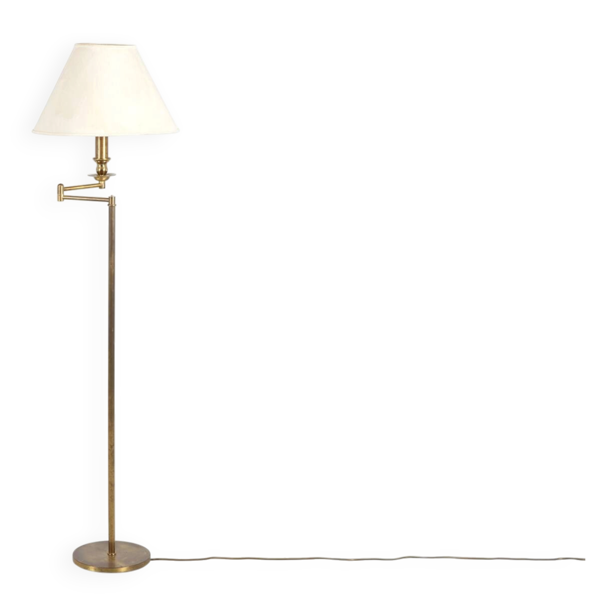 1980s patinated brass reading lamp