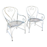 Pair of metal garden armchairs, 19th century