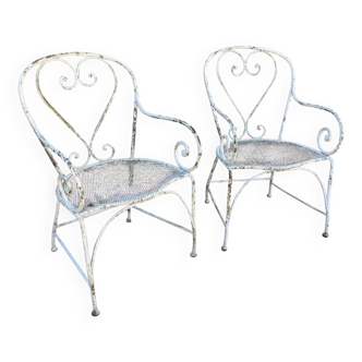 Paire de fauteuils de jardin en métal, XIXème
