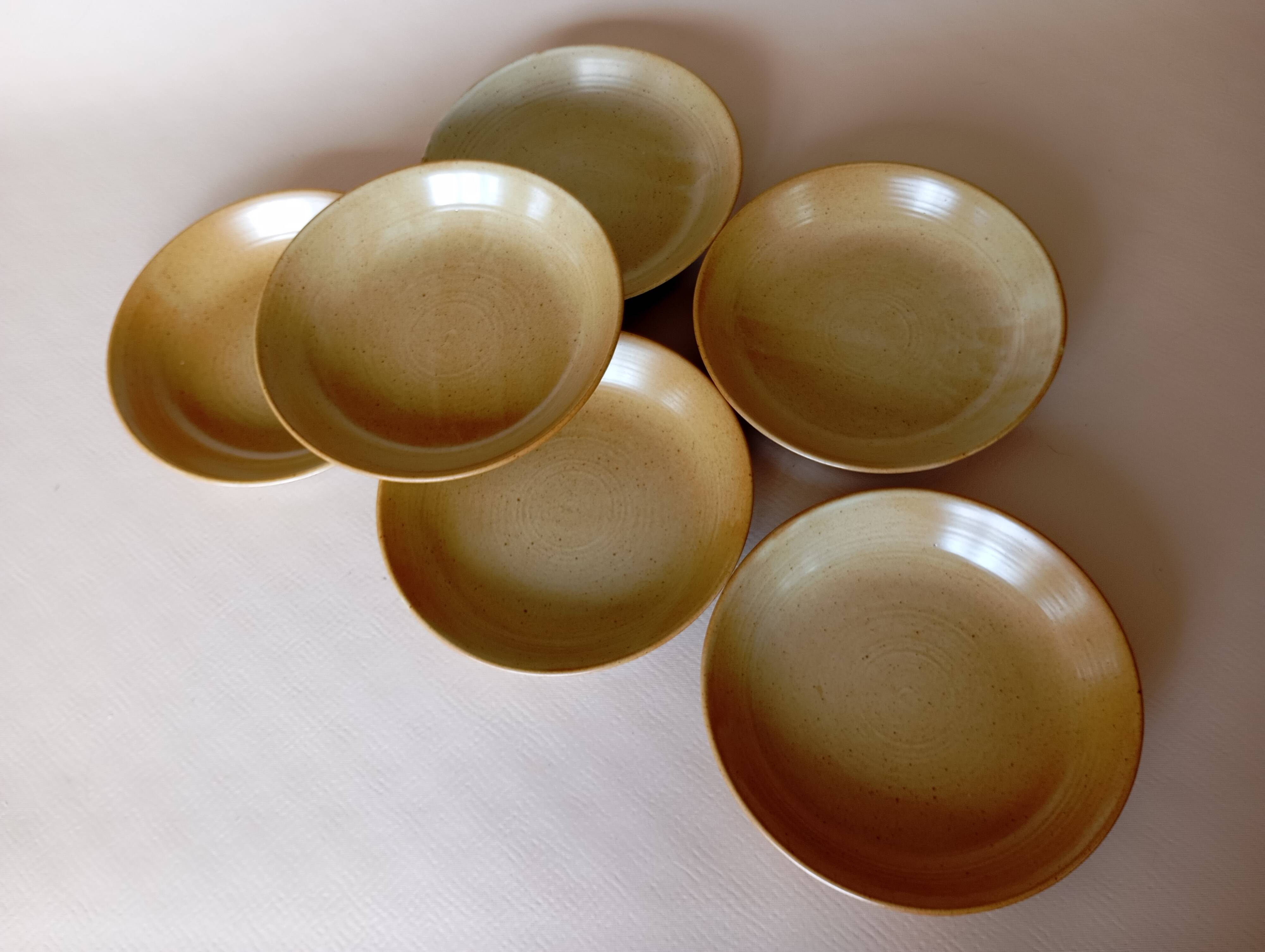 6 CNP Village stoneware skullcap plates