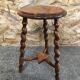 Old milking stool twisted feet vintage wood