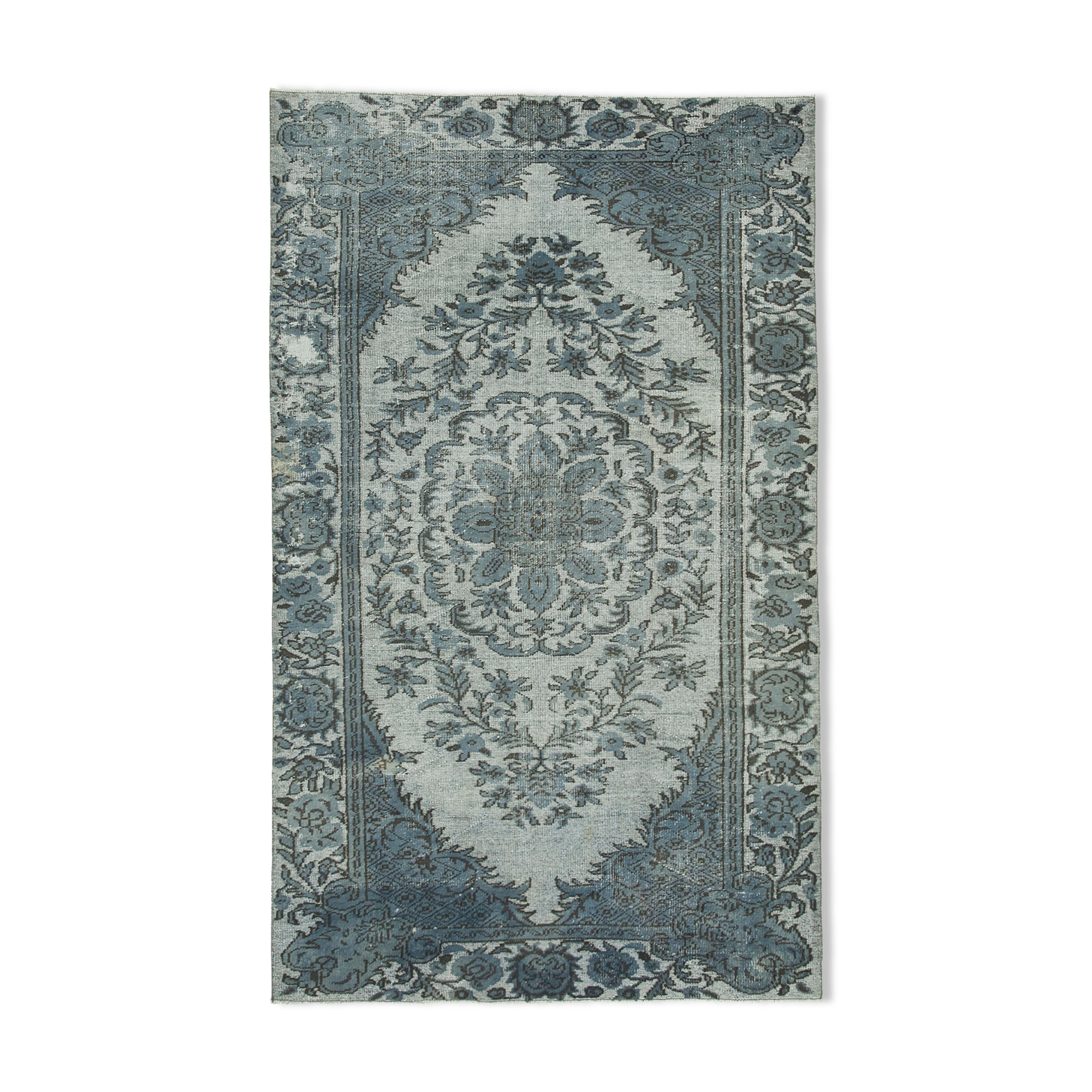 Handmade antique turkish 1970s 180 cm x 290 cm grey carpet