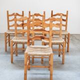 Rustic Friulian chairs with turned legs, set of 12, 1980-1990