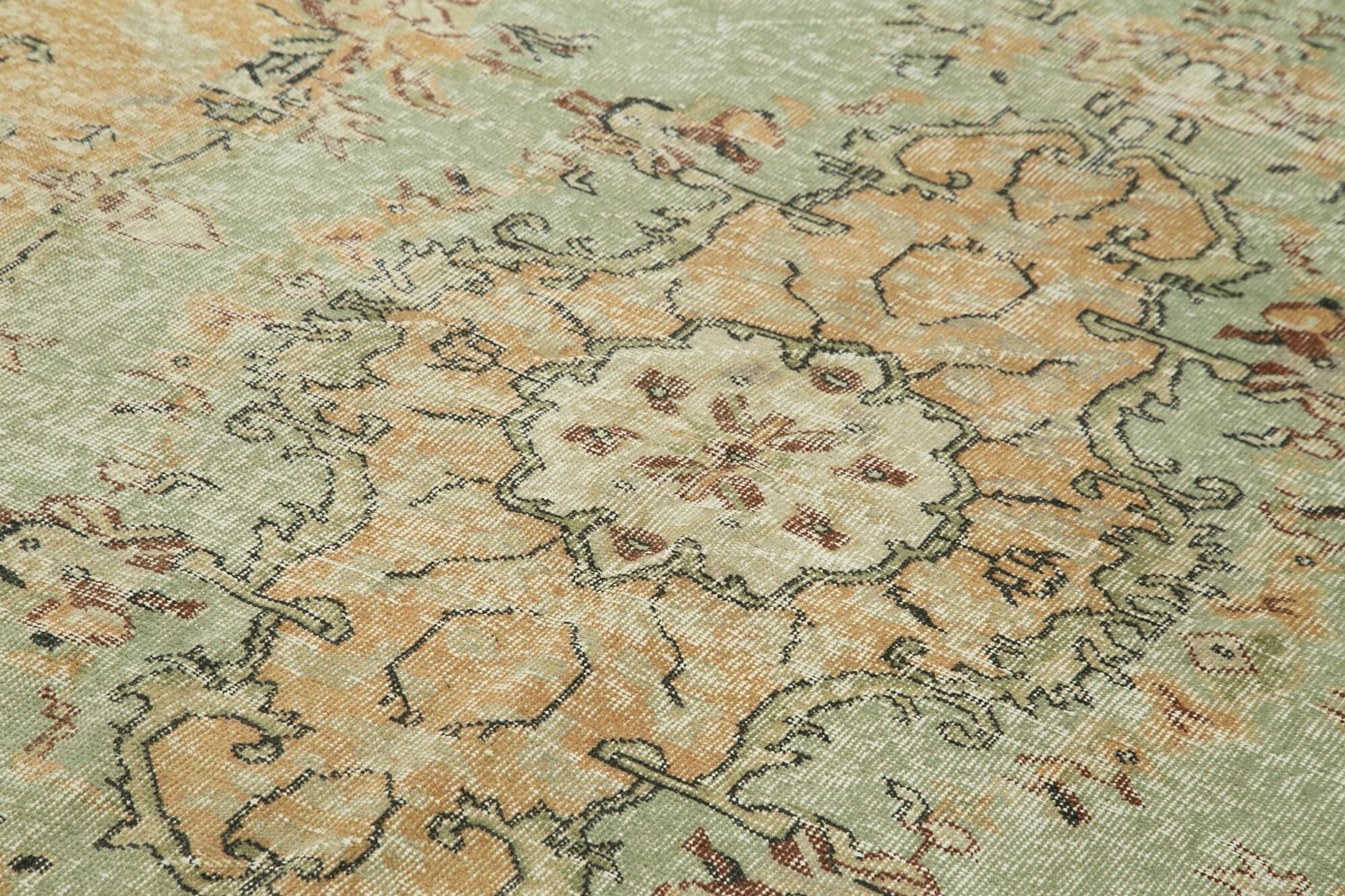 Tapis beige oriental ancien fait à la main 198 cm x 311 cm