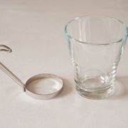 Set of 2 cups, glass and metal holder, Bormiolo Rocco, Italy