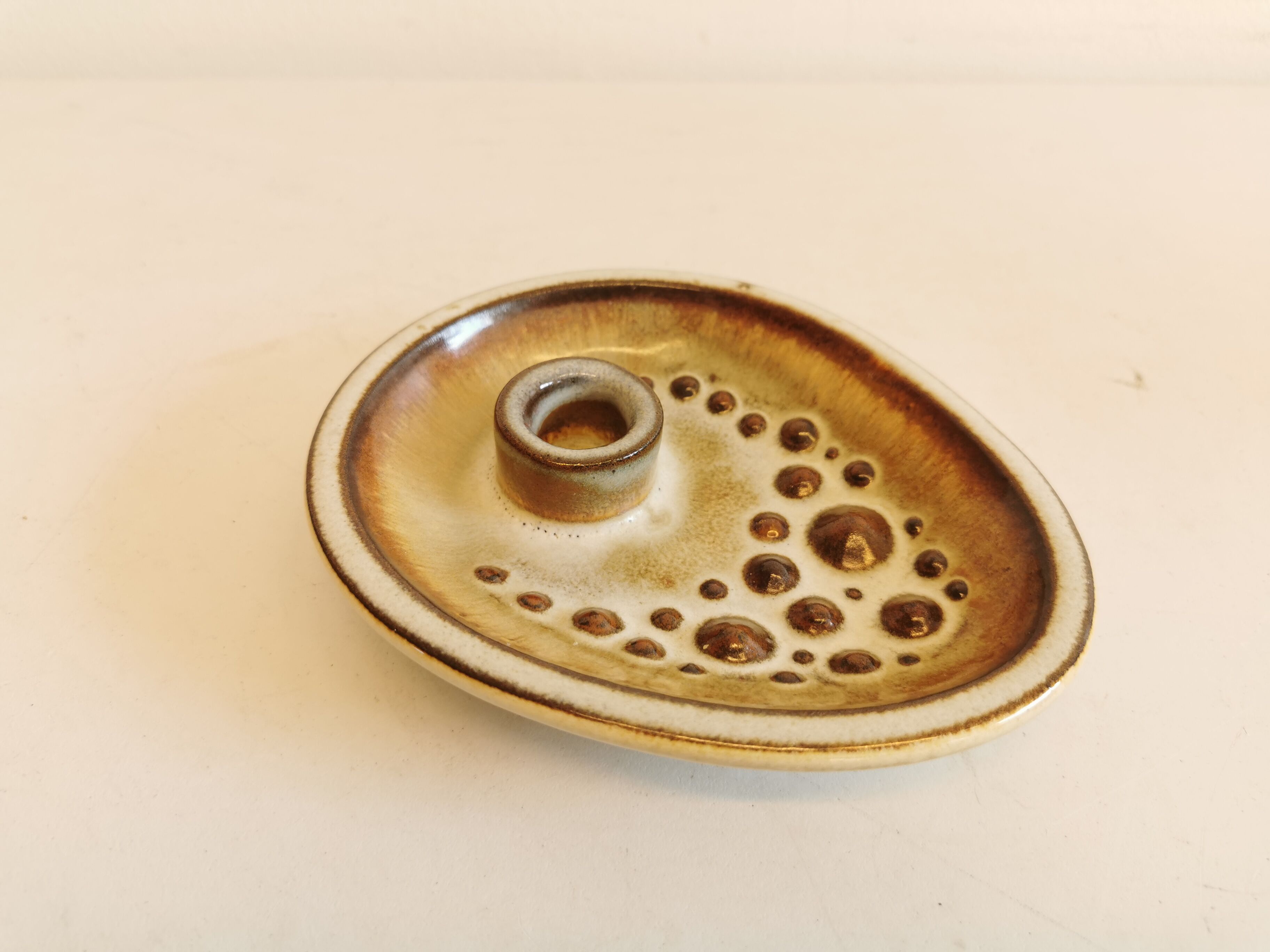 Ceramic candle holder, produced by Danish Søholm and designed by Einar Johansen.