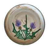 Ceramic plate of Vallauris thistle pattern