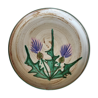 Ceramic plate of Vallauris thistle pattern