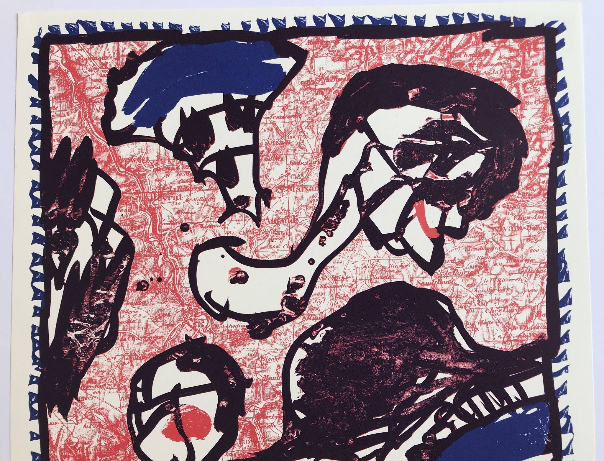 Original poster by pierre alechinsky, pour saluting michel butor / galerie sonia zannetacci, 1989