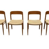 Set of 4 JL Moller model 75 chair by Niels Otto Moller Danish Design
