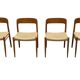 Set of 4 JL Moller model 75 chair by Niels Otto Moller Danish Design