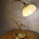 Bronze and brass lamp, opaline shade, 1950.