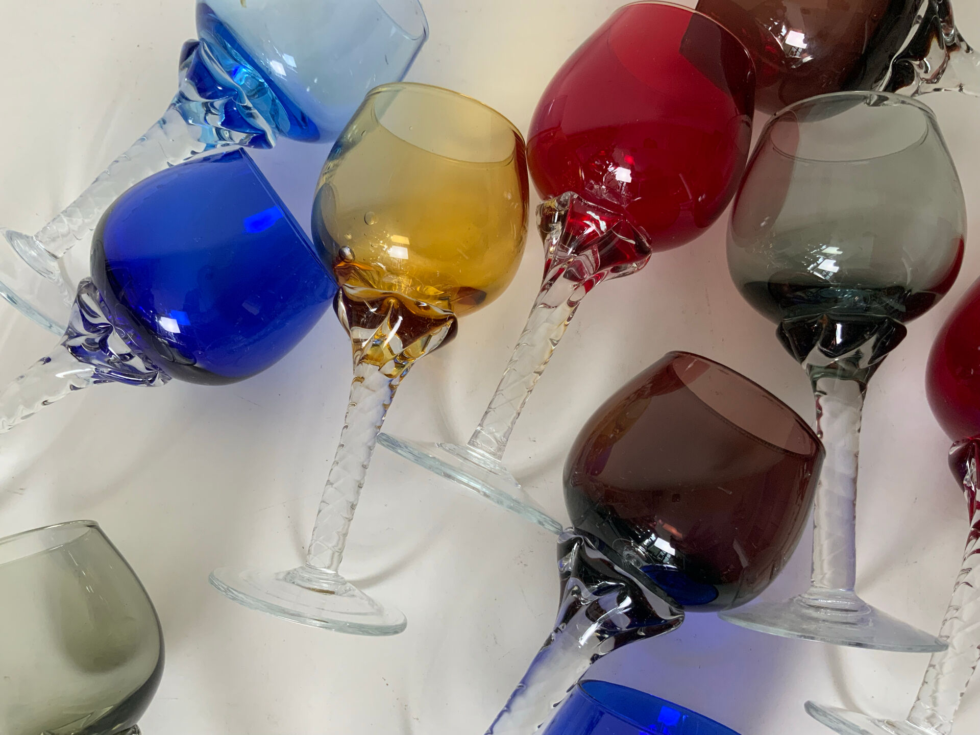 Set of 10 antique digestif glasses.